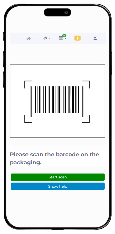 manubes use case: Identify packaging materials via barcode scan on mobile devices